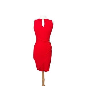 Cache Red Keyhole Midi Dress Size Small